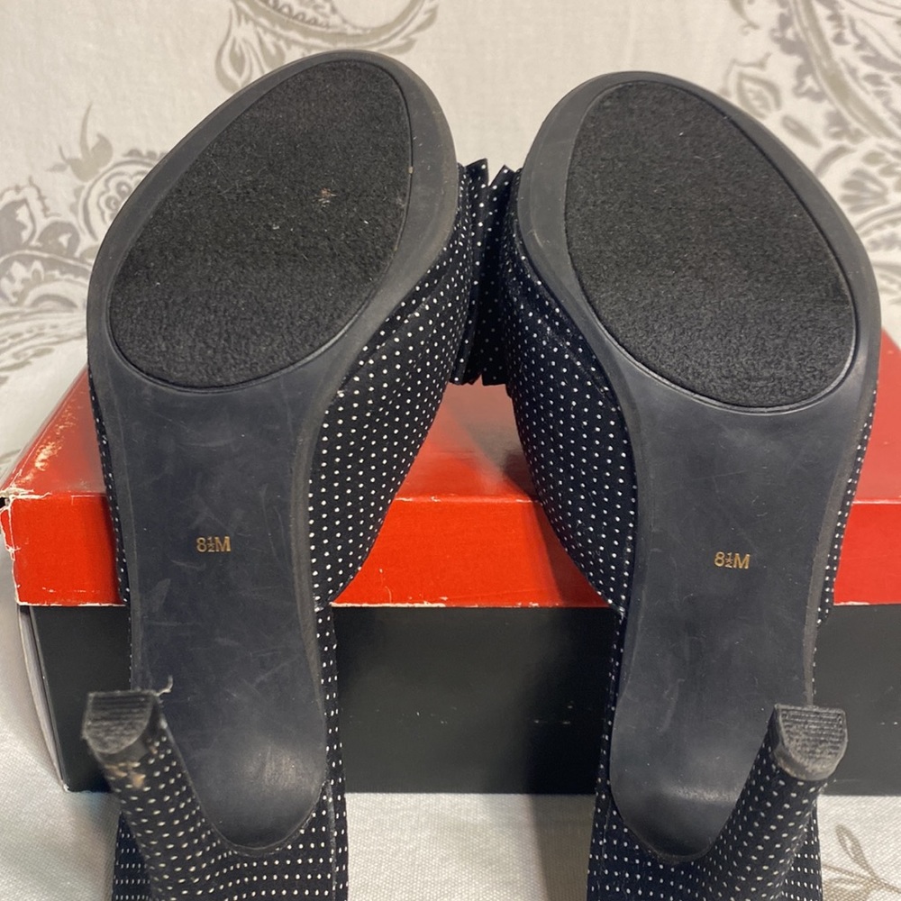 Anna Marino backless Black and white polkadot heels size 8 1/2 - Picture 12 of 14